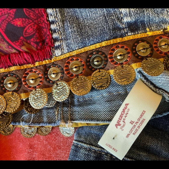 Gypsy bohemian jean jacket size XL Arizona upcycled unique - Picture 11 of 11